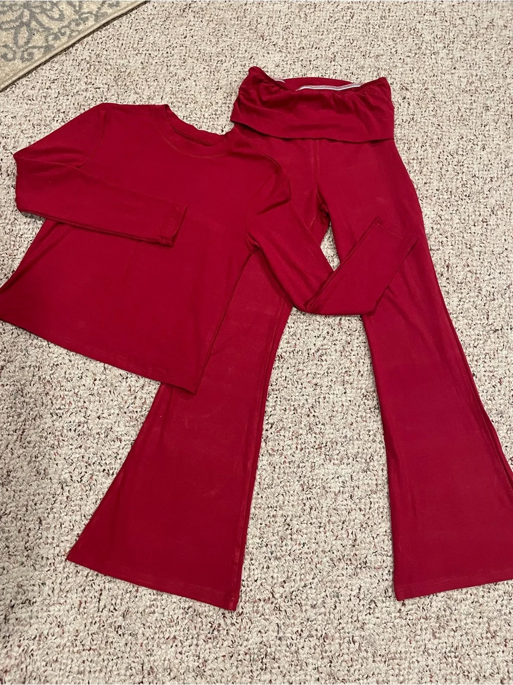 Matching Lounge Set | Athleisure, Travel, Yoga 2pc set - Size Small Deep Red